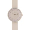 Ceas otel inoxidabil, curea piele alba, 3ATM, mecanism Miyota Quartz