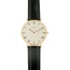 Ceas otel inoxidabil, curea piele neagra, 3ATM, mecanism Miyota Quartz
