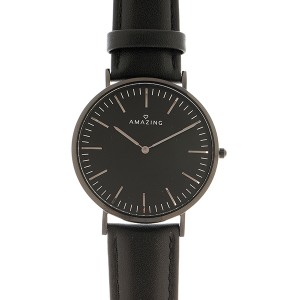 Ceas otel inoxidabil, curea piele neagra, 3ATM, mecanism Miyota Quartz
