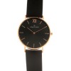 Ceas otel inoxidabil, curea piele neagra, 3ATM, mecanism Miyota Quartz
