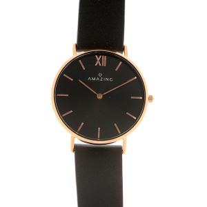 Ceas otel inoxidabil, curea piele neagra, 3ATM, mecanism Miyota Quartz