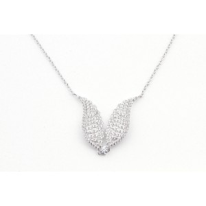 Colier "aripi de inger" din argint 925, rodiat, cu zirconiu 