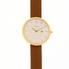 Ceas otel inoxidabil, curea piele maro, 3ATM, mecanism Miyota Quartz