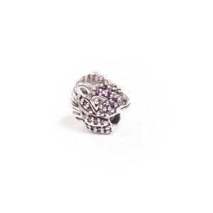 Talisman model cap de cal, din argint 925, rodiat, cu zirconiu