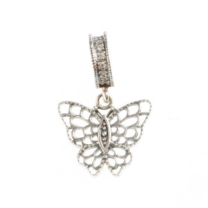 Talisman pandantiv Fluture din argint 925 rodiat piatra zirconiu