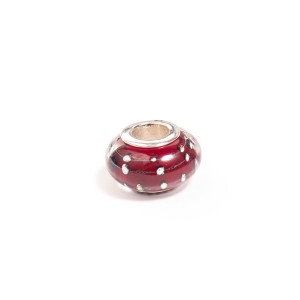 Talisman cu sticla de Murano rosu, din argint 925, placat cu rodiu