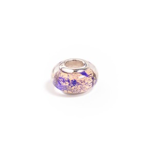 Talisman cu sticla de Murano mov, din argint 925, placat cu rodiu