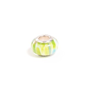 Talisman cu sticla de Murano verde-albastru, din argint 925, placat cu rodiu