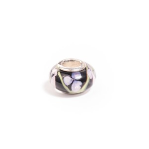 Talisman din sticla de Murano cu floare, din argint 925, placat cu rodiu