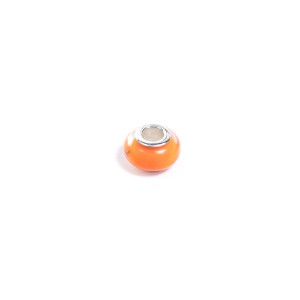 Talisman cu sticla de Murano portocalie, din argint 925, placat cu rodiu