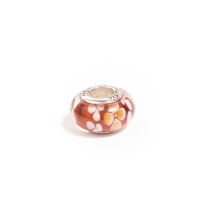 Talisman cu sticla de Murano model floare, din argint 925, placat cu rodiu
