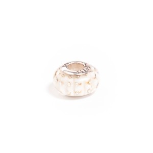 Talisman cu sticla de Murano alba, din argint 925, placat cu rodiu