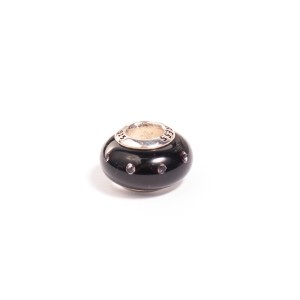 Talisman cu sticla de Murano neagra, din argint 925, placat cu rodiu