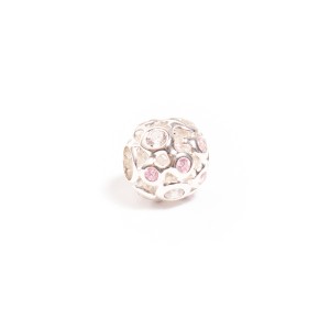 Talisman champagne sparkling circle, din argint 925, rodiat, cu zirconiu roz