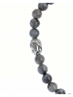 Unisex stainless steel bracelet with labradorite stone.