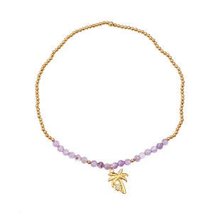 Bratara din argint 925 placat cu aur de 18k,piatra ametist