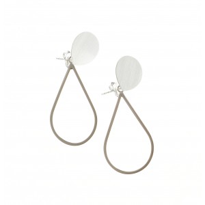 Cercei 2 in 1 satinati, din argint 925, placati cu rodiu