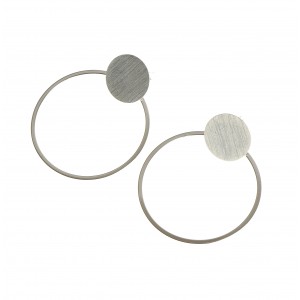 Cercei 2 in 1 satinati, din argint 925, placati cu rodiu