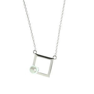 Colier patrat din argint 925, rodiat, cu perla