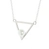 Colier triunghi din argint 925, rodiat, cu perla de apa dulce