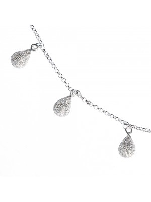 Choker stropi de ploaie din argint 925, rodiat, cu zirconiu 