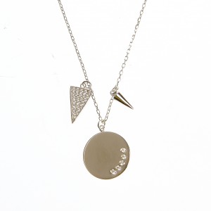 Colier rotund din argint 925, rodiat, cu zirconiu