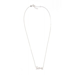 Colier "love" din argint 925, rodiat, cu zirconiu