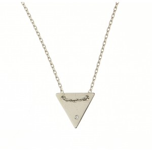 Colier model triunghi din argint 925, rodiat, cu zirconiu