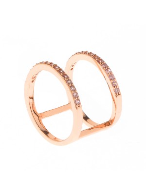 Inel Victory cu zirconiu din argint 925 placat cu aur roz de 18K rodiat